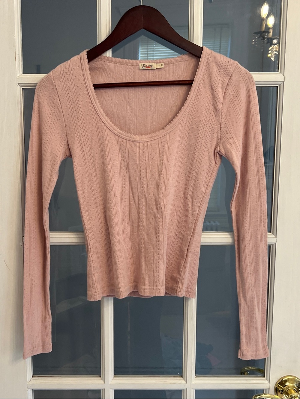 Faherty Women’s Pacific Pointelle Pink Scoop Neck Organic Cotton Top Size S